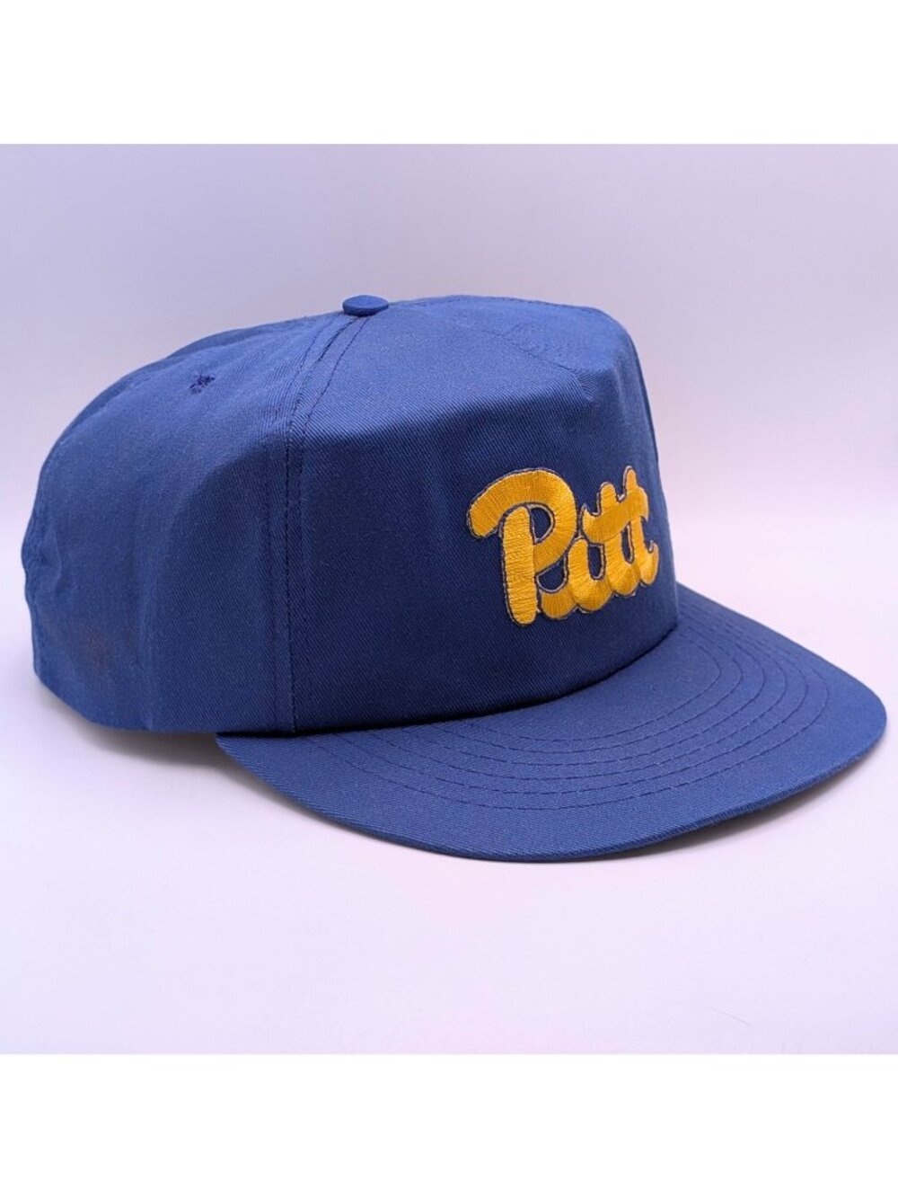 Pitt Panthers Pittsburgh Vintage Retro Snapback Hat University Square Blue 80s